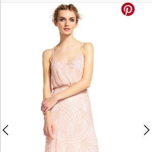 Adriana Papell blush beaded blouson dress